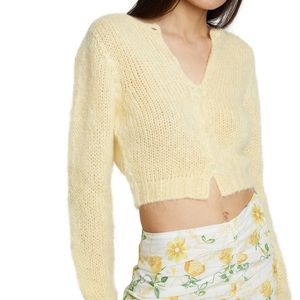 Danielle Guizo Mohair Ribbed Cardigan Yellow Size XS/S
